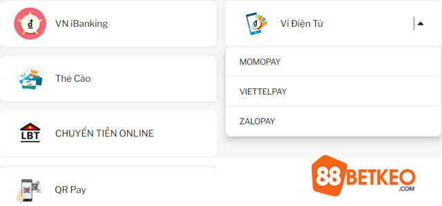 Nạp Tiền 188BET: Hướng Dẫn Cách Nạp Tiền Vào Tài Khoản Chi Tiết 1 Các phương thức nạp tiền 188Bet
