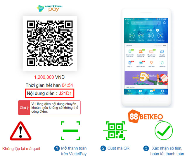 Nạp Tiền 188BET: Hướng Dẫn Cách Nạp Tiền Vào Tài Khoản Chi Tiết 5 Nạp tiền 188bet bằng ví điện tử Viettel Pay