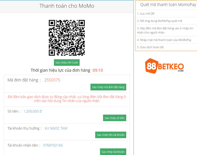 Nạp Tiền 188BET: Hướng Dẫn Cách Nạp Tiền Vào Tài Khoản Chi Tiết 7 Nạp tiền qua ví MoMo Pay